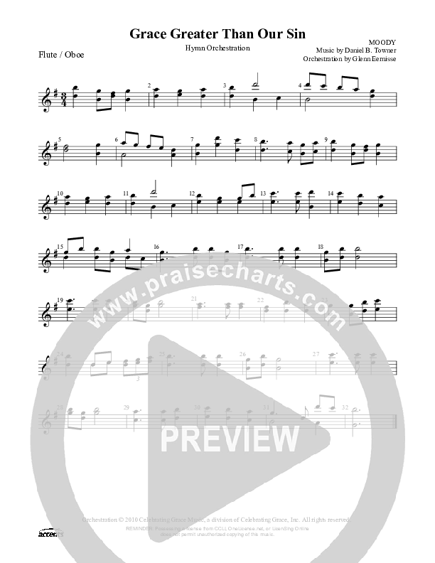 Grace Greater Than Our Sin Flute/Oboe ()