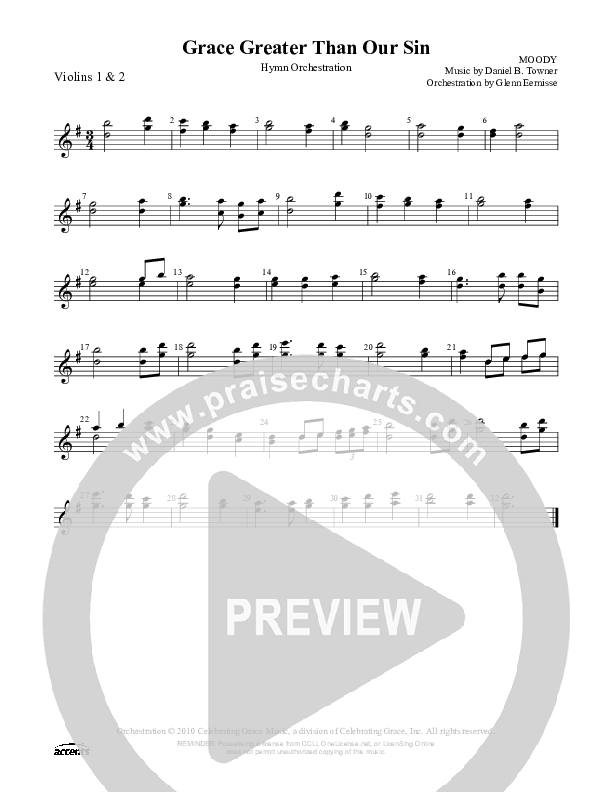 Grace Greater Than Our Sin Violin 1/2 ()