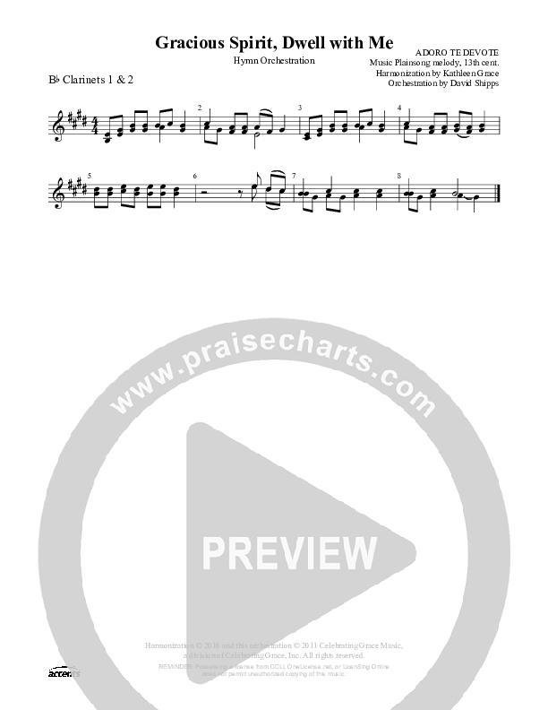 Gracious Spirit Dwell With Me Clarinet 1/2 ()