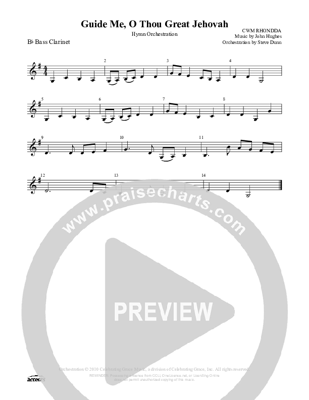 Guide Me O Thou Great Jehovah Bass Clarinet ()