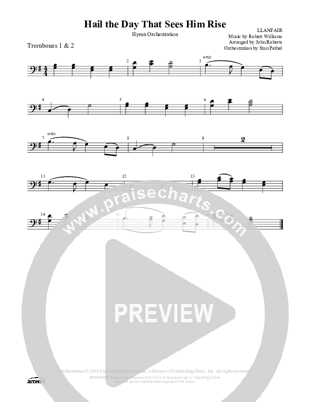 Hail The Day That Sees Him Rise Trombone 1/2 ()