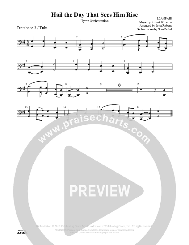 Hail The Day That Sees Him Rise Trombone 3/Tuba ()