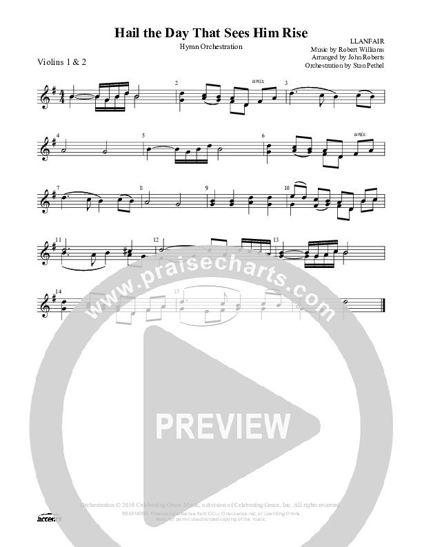 Hail The Day That Sees Him Rise Violin 1/2 ()