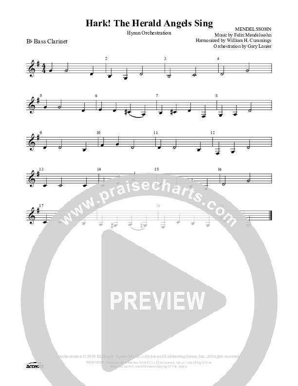 Hark The Herald Angels Sing  Bass Clarinet ()