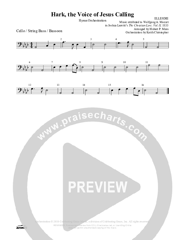 Hark The Voice Of Jesus Calling Cello/Bass ()