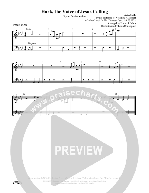 Hark The Voice Of Jesus Calling Percussion ()