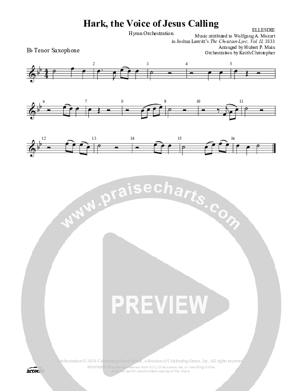 Hark The Voice Of Jesus Calling Tenor Sax 2 ()