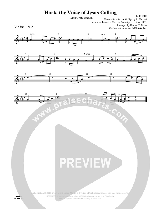 Hark The Voice Of Jesus Calling Violin 1/2 ()