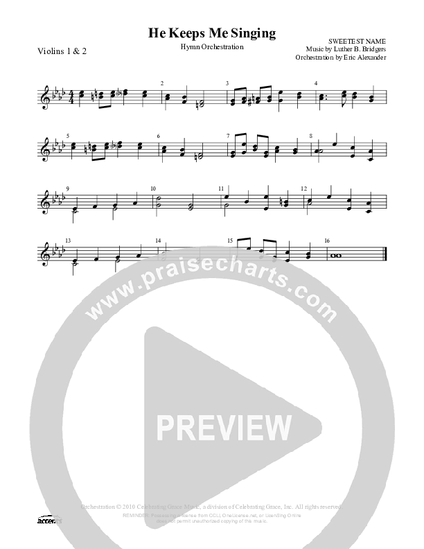 He Keeps Me Singing Violin 1/2 ()