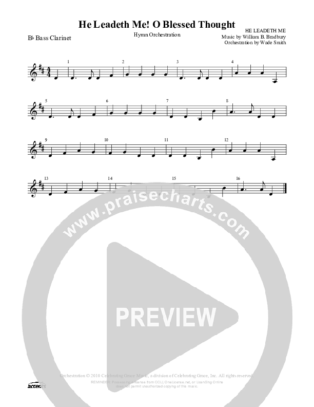 He Leadeth Me O Blessed Thought Bass Clarinet ()