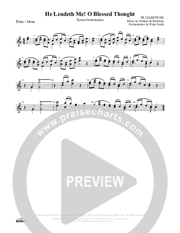 He Leadeth Me O Blessed Thought Flute/Oboe ()
