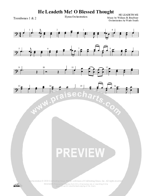 He Leadeth Me O Blessed Thought Trombone 1/2 ()