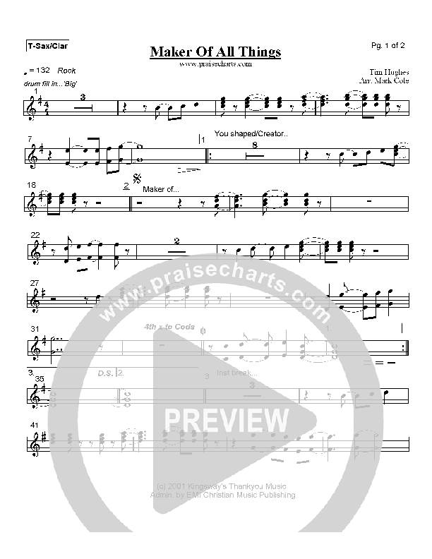 Maker of All Things Tenor Sax/Clarinet (Tim Hughes)