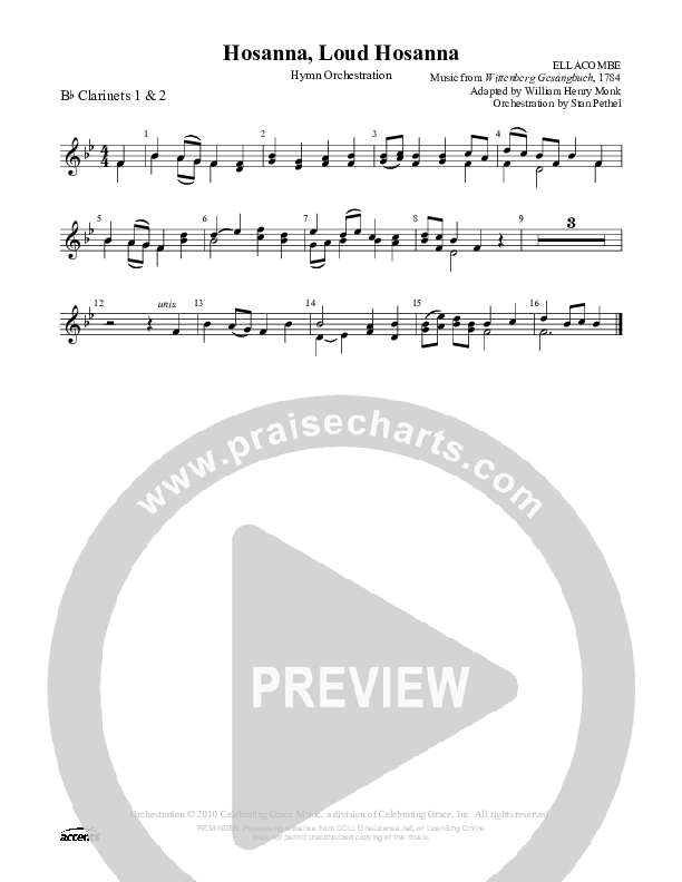 Hosanna Loud Hosanna Clarinet 1/2 (Celebrating Grace)