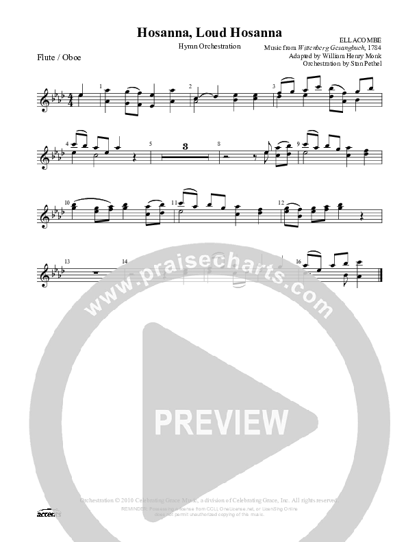 Hosanna Loud Hosanna Flute/Oboe (Celebrating Grace)
