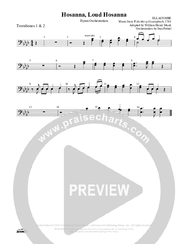Hosanna Loud Hosanna Trombone 1/2 (Celebrating Grace)