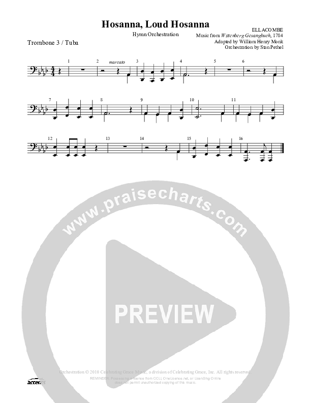 Hosanna Loud Hosanna Trombone 3/Tuba (Celebrating Grace)
