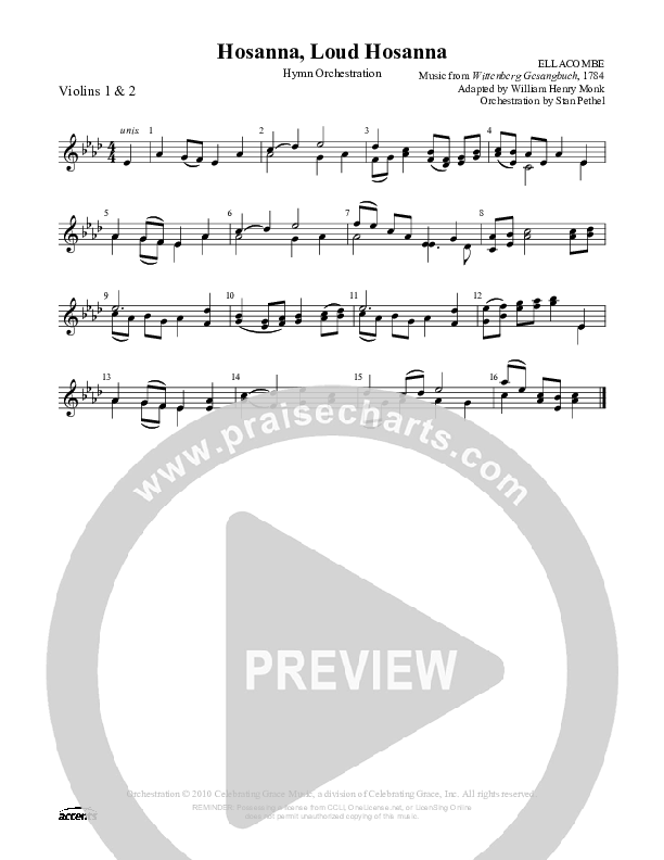 Hosanna Loud Hosanna Violin 1/2 (Celebrating Grace)