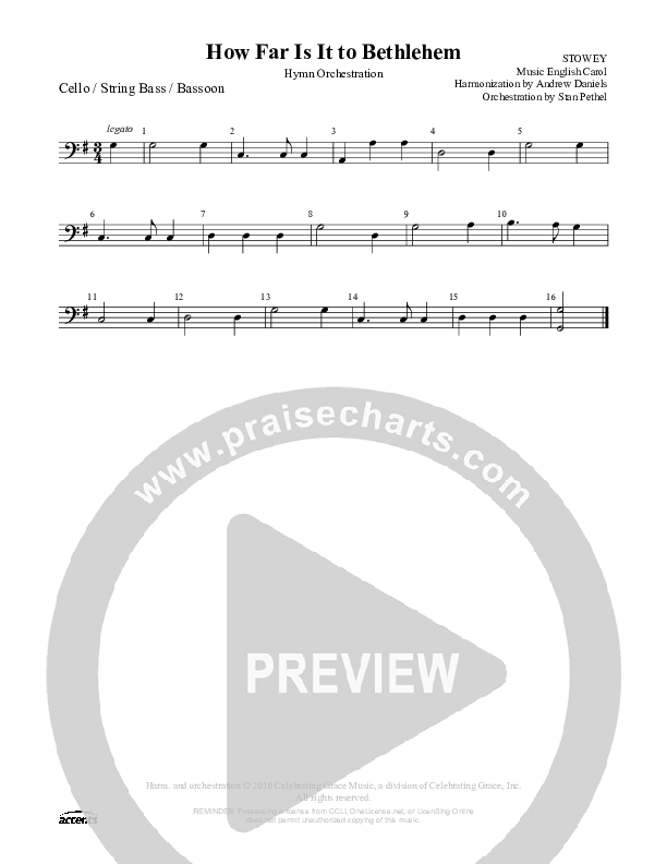 How Far Is It To Bethlehem Cello/Bass ()