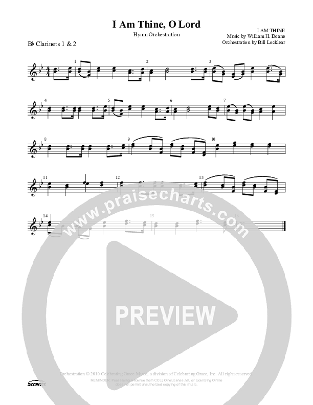 I Am Thine O Lord Clarinet 1/2 ()