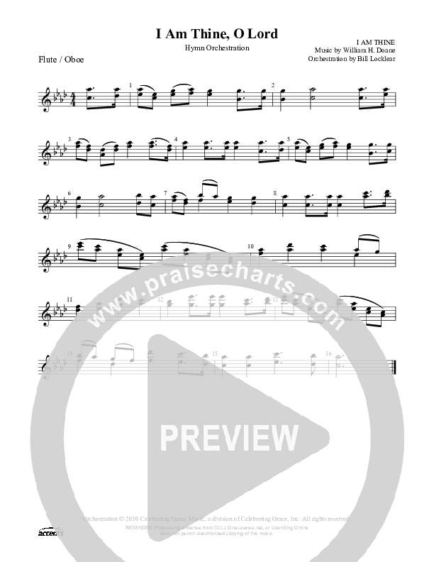 I Am Thine O Lord Flute/Oboe ()