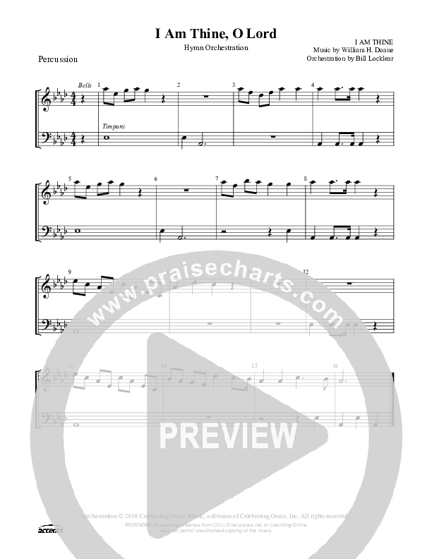 I Am Thine O Lord Percussion ()