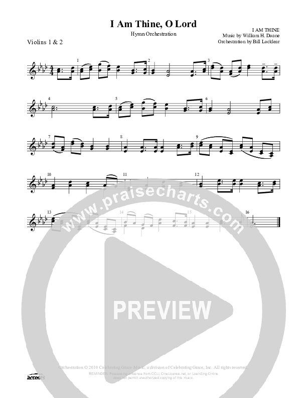 I Am Thine O Lord Violin 1/2 ()