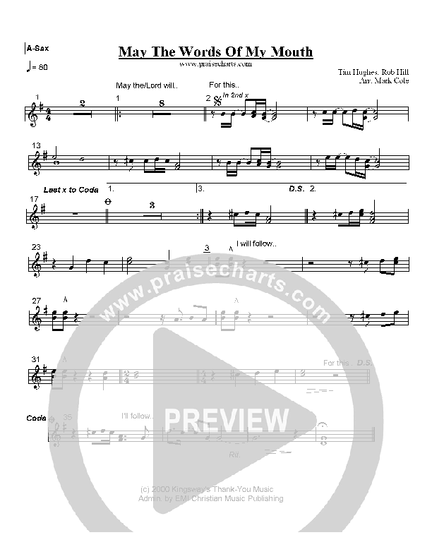 May The Words Of My Mouth Alto Sax (Tim Hughes)