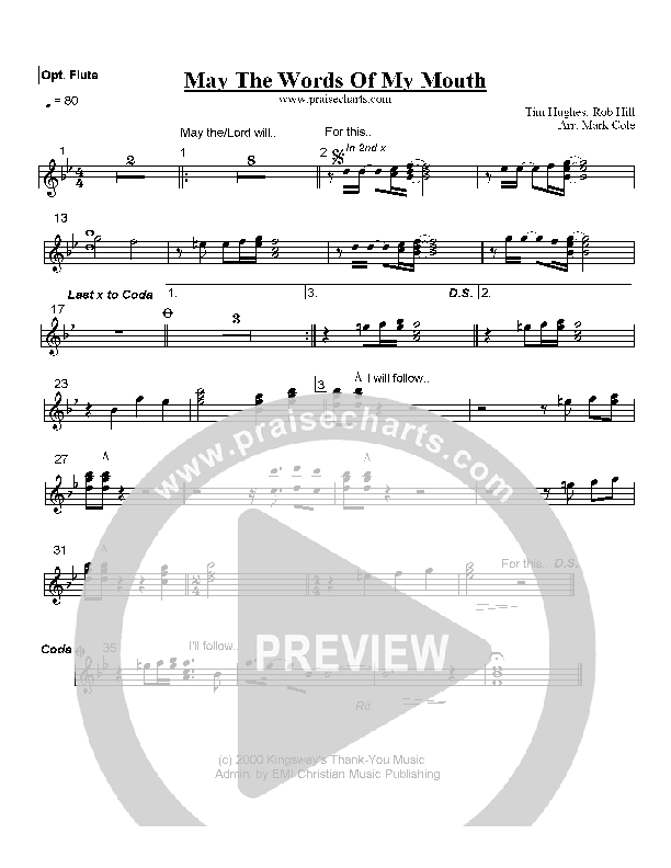 May The Words Of My Mouth Flute (Tim Hughes)