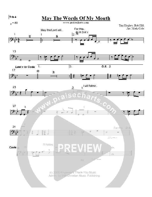 May The Words Of My Mouth Trombone 4 (Tim Hughes)