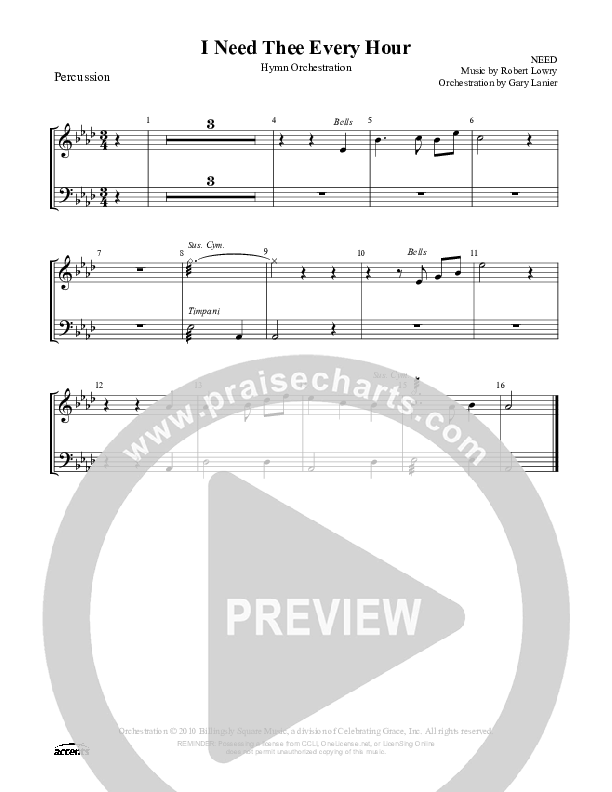 I Need Thee Every Hour Percussion ()