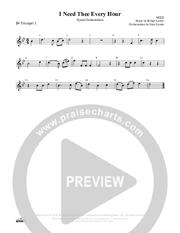 I Need Thee Every Hour Trumpet 1 ()