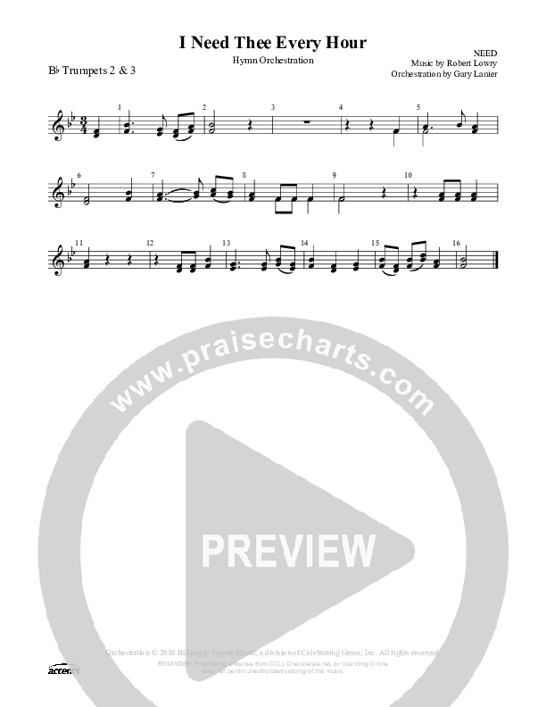 I Need Thee Every Hour Trumpet 2/3 ()