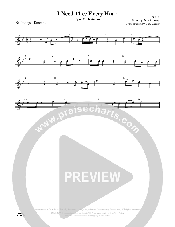 I Need Thee Every Hour Trumpet ()