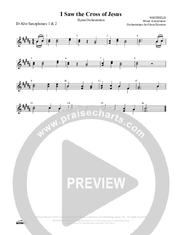 I Saw The Cross Of Jesus Alto Sax 1/2 ()