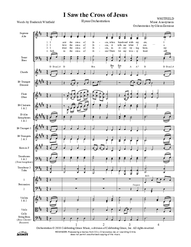 I Saw The Cross Of Jesus Orchestration ()