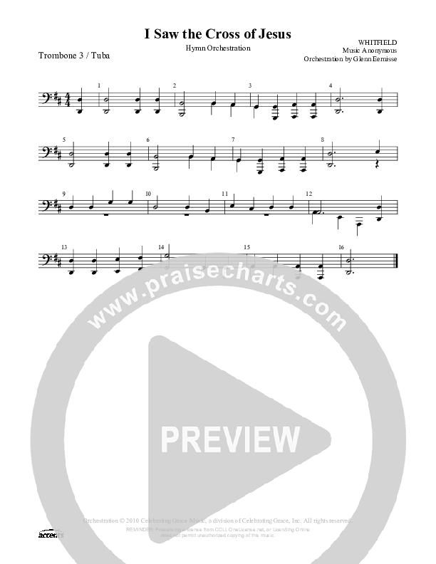 I Saw The Cross Of Jesus Trombone 3/Tuba ()