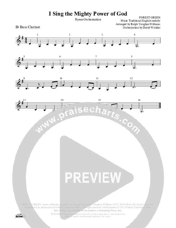 I Sing The Mighty Power Of God Bass Clarinet ()