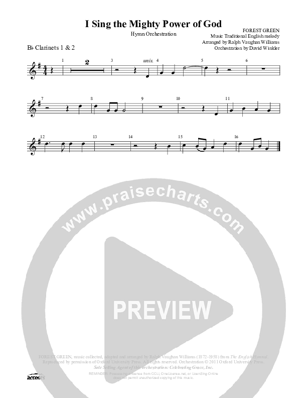 I Sing The Mighty Power Of God Clarinet 1/2 ()