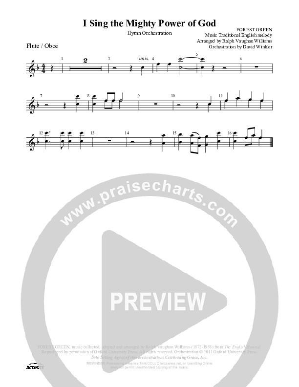 I Sing The Mighty Power Of God Flute/Oboe ()