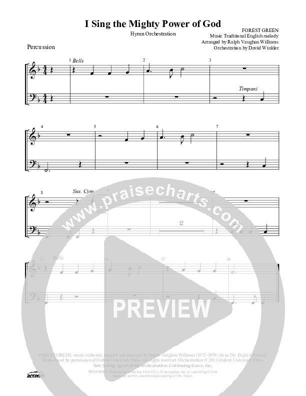 I Sing The Mighty Power Of God Percussion ()