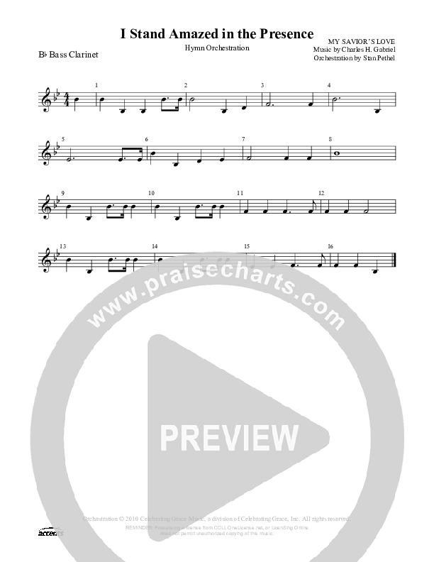 I Stand Amazed In The Presence Bass Clarinet ()