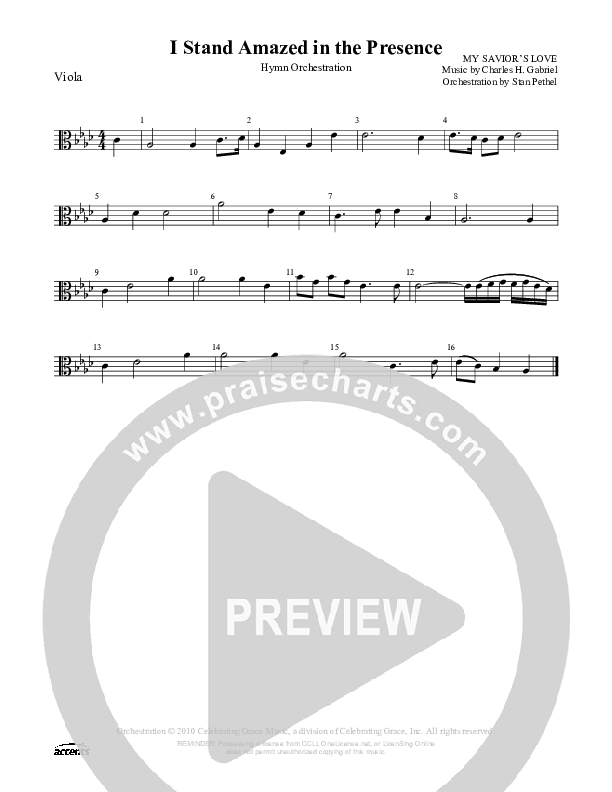 I Stand Amazed In The Presence Viola Sheet Music PDF () PraiseCharts
