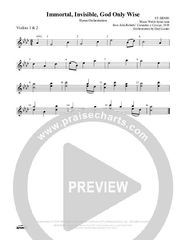 Immortal Invisible God Only Wise Violin 1/2 ()