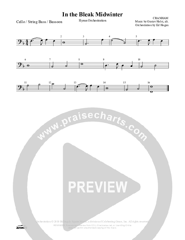 In The Bleak Midwinter Cello/Bass ()