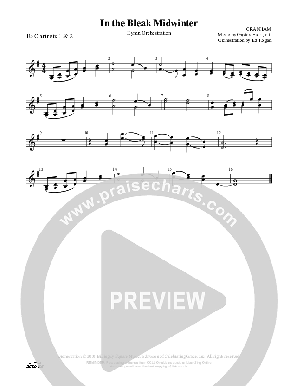 In The Bleak Midwinter Clarinet 1/2 ()