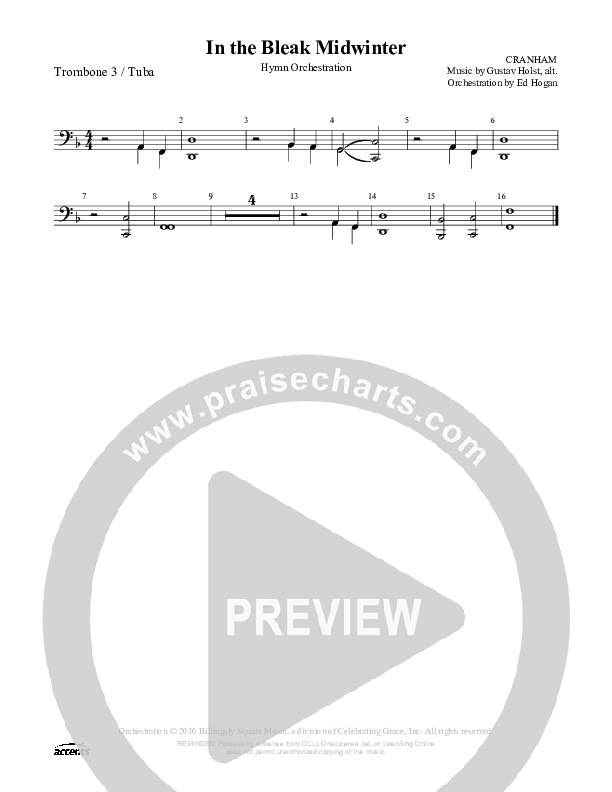In The Bleak Midwinter Trombone 3/Tuba ()