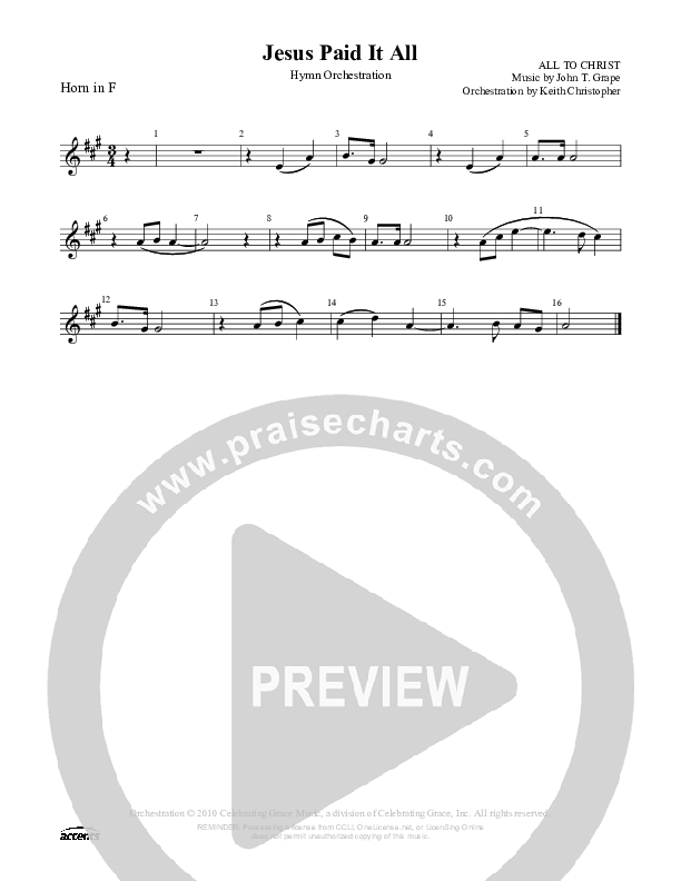 Jesus Paid It All French Horn ()