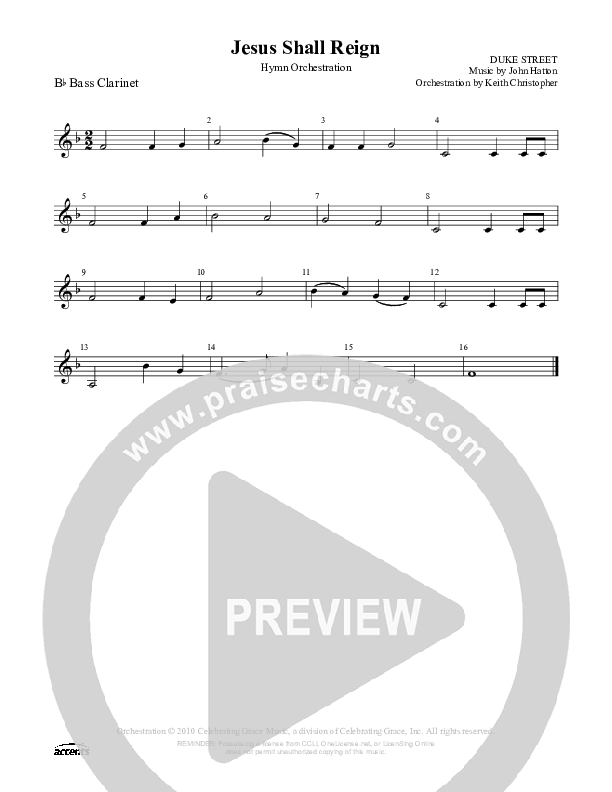 Jesus Shall Reign Bass Clarinet ()