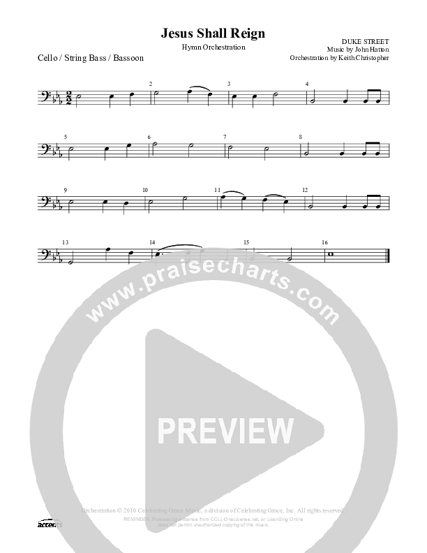 Jesus Shall Reign Cello/Bass ()